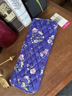 Vera Bradley Curling And Flat Iron Cover Purple Floral Cotton Quilted Wallet NWT